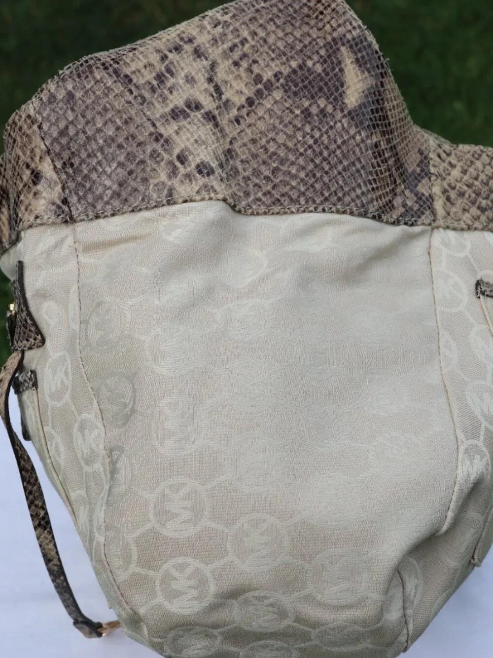 Michael Kors Brown, Tan & Gray Python-Print Hobo Bag